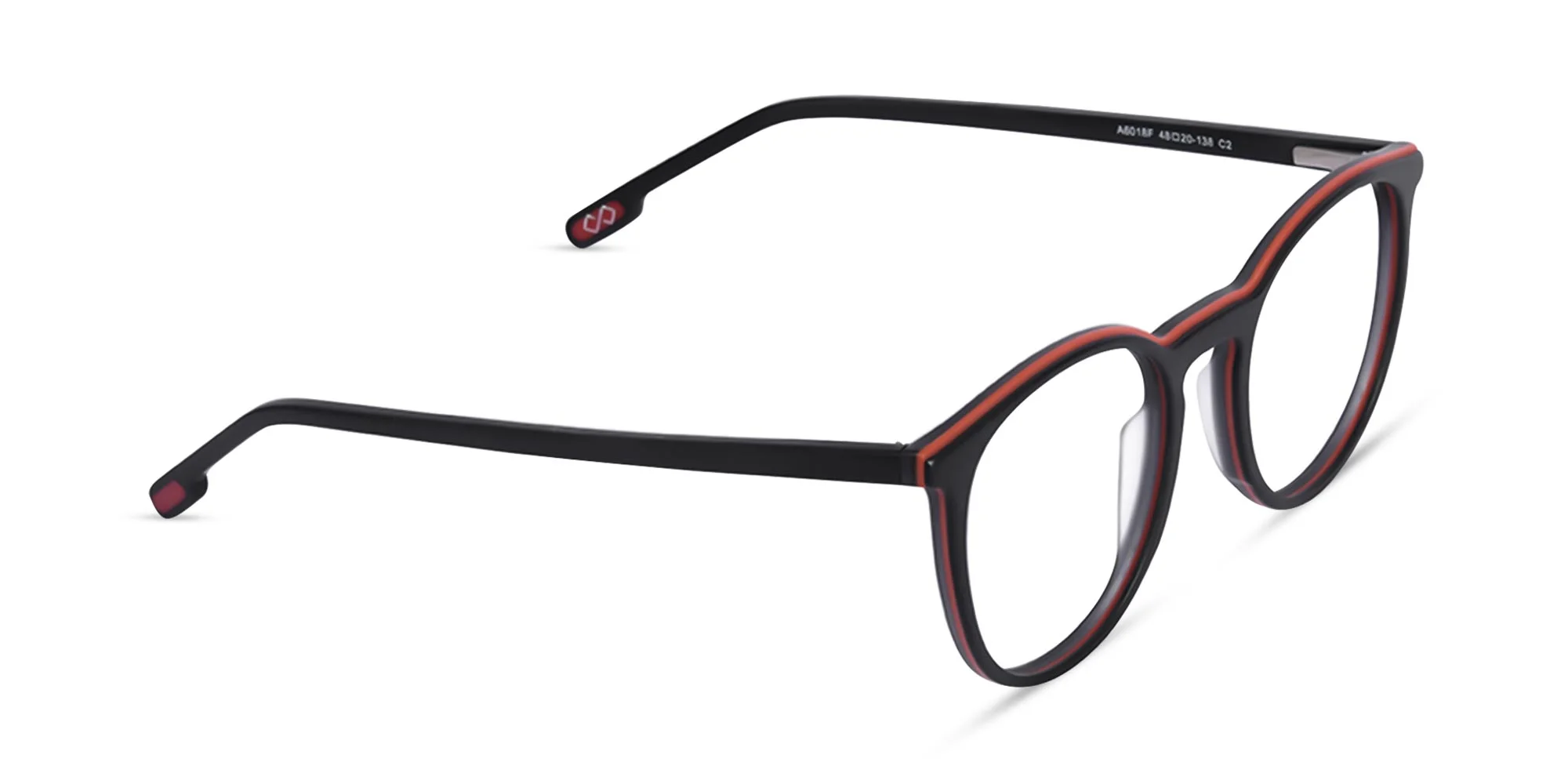 Matte Black Round Acetate Frame Glasses2
