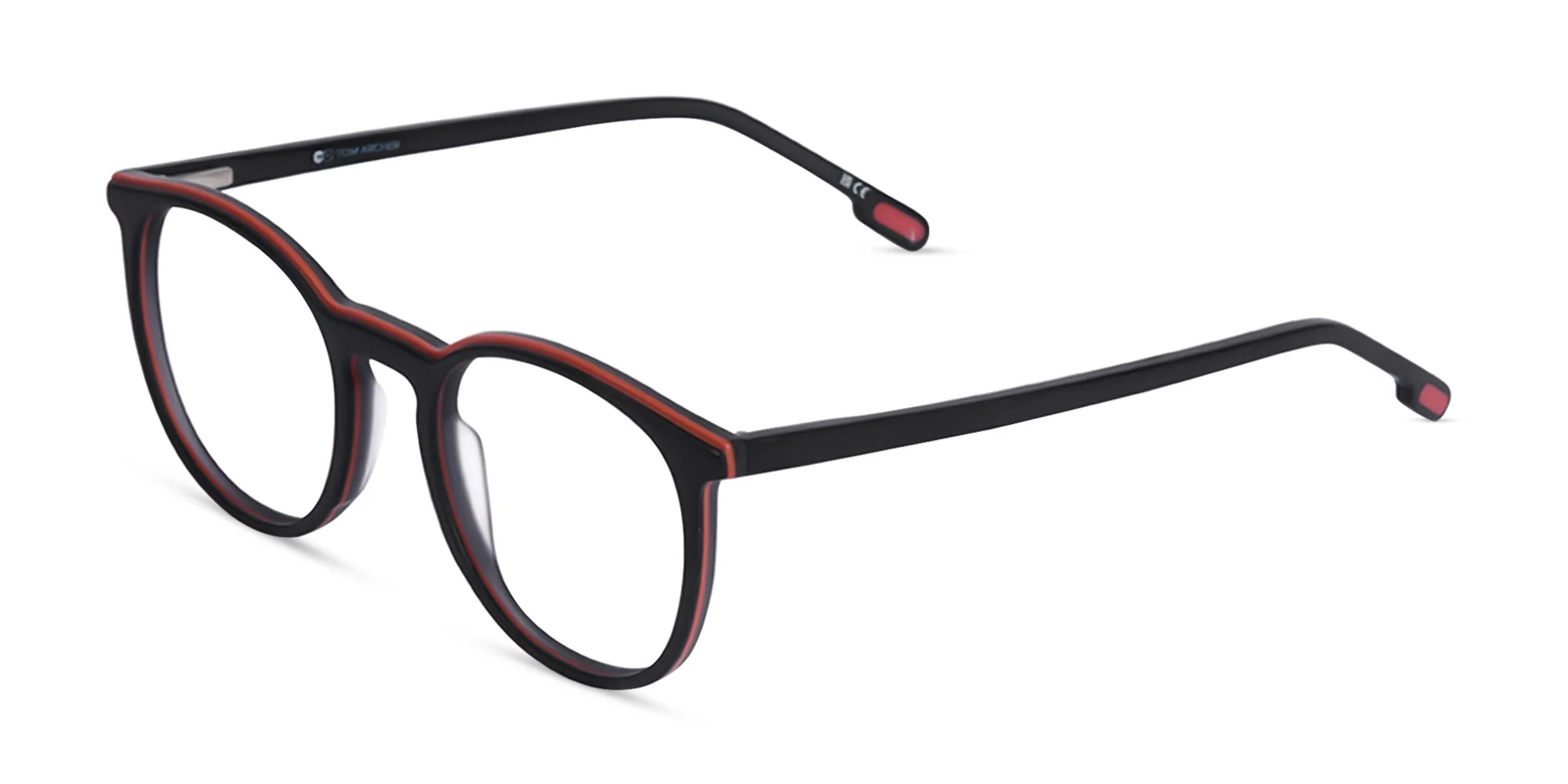 Matte Black Round Acetate Frame Glasses -3