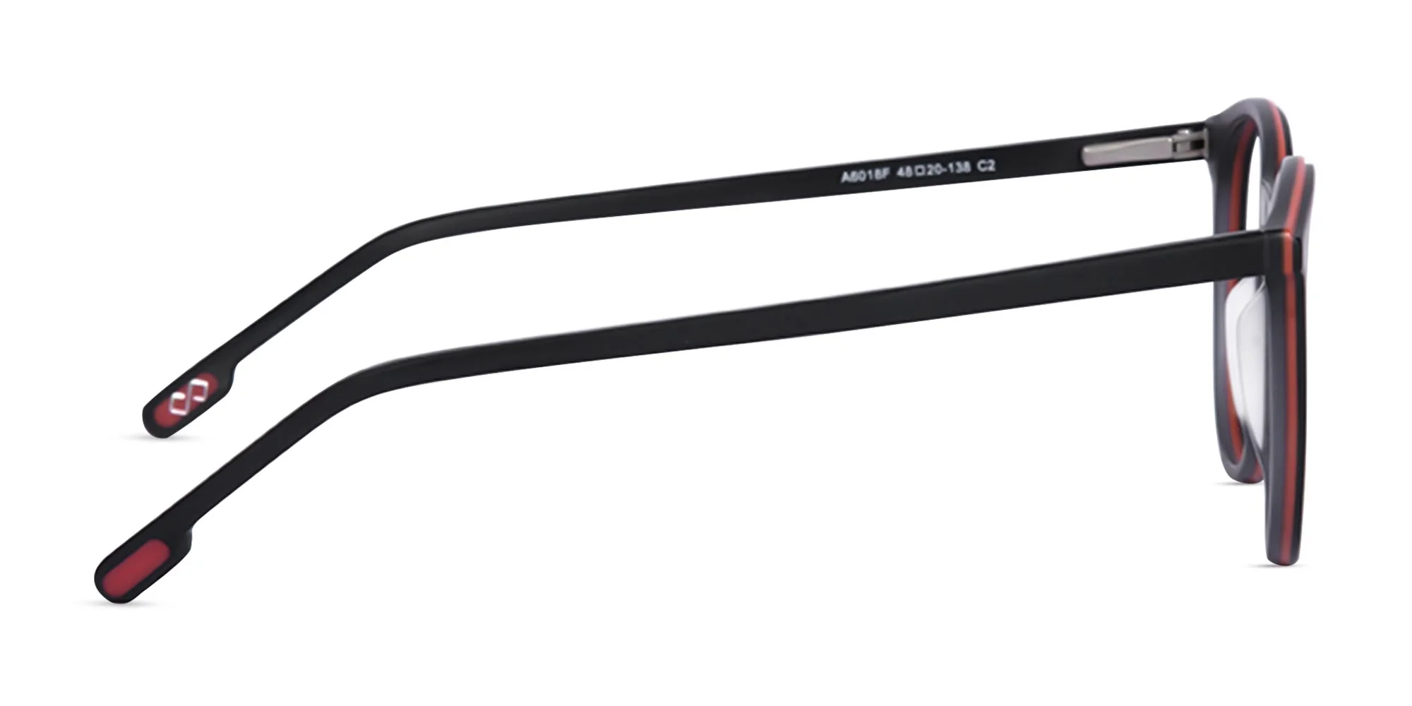 Matte Black Round Acetate Frame Glasses -4