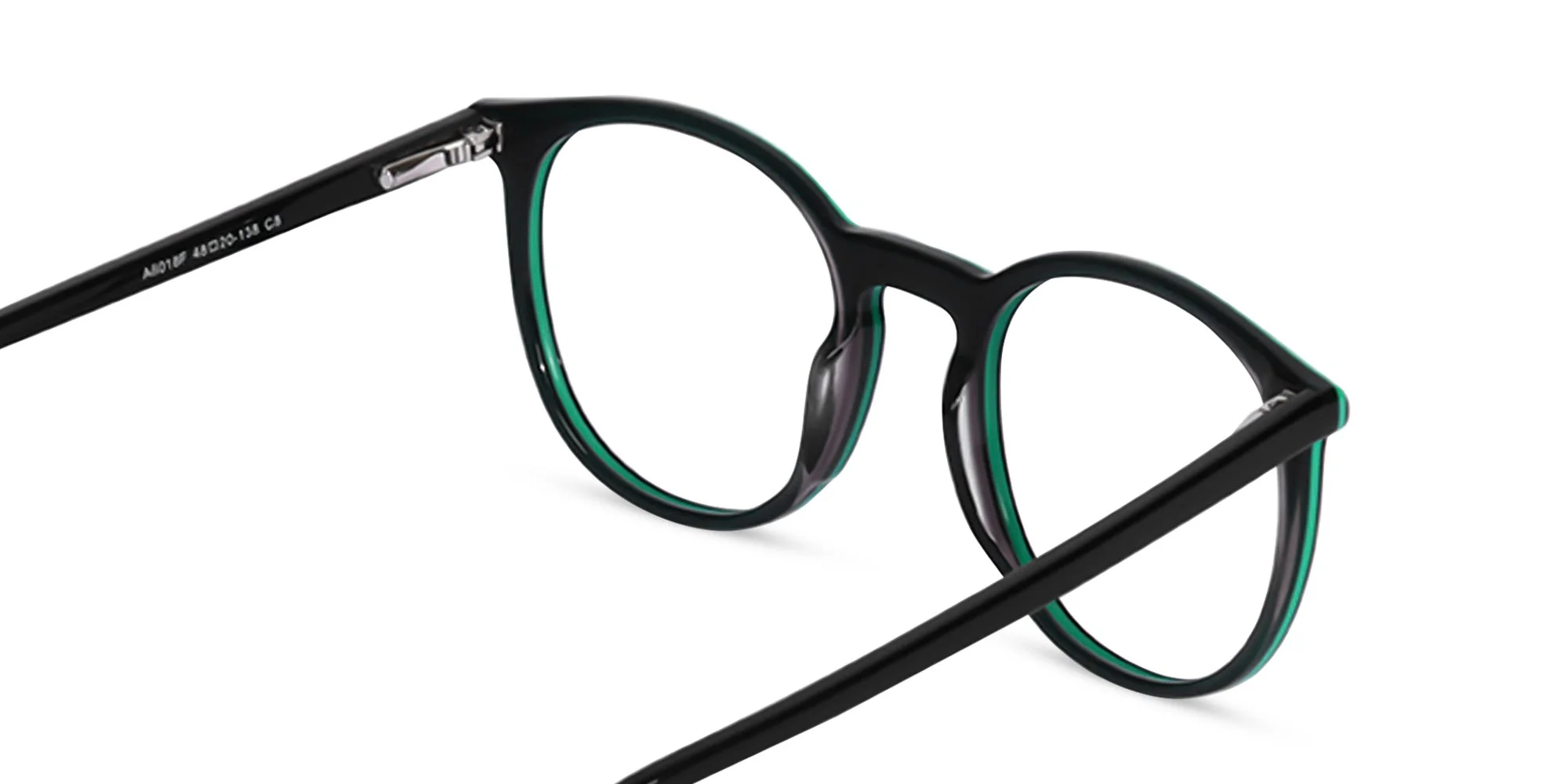 Black Full Rim Round Acetate Eyeglasses-5