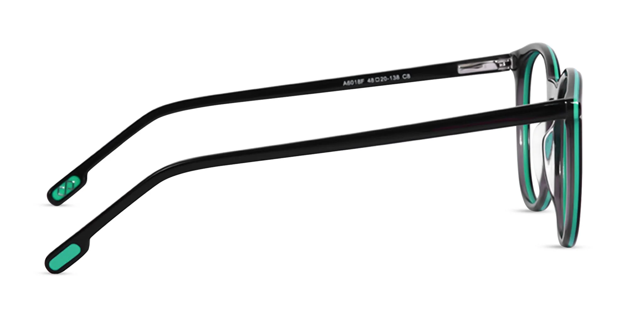 Black Full Rim Round Acetate Eyeglasses-4