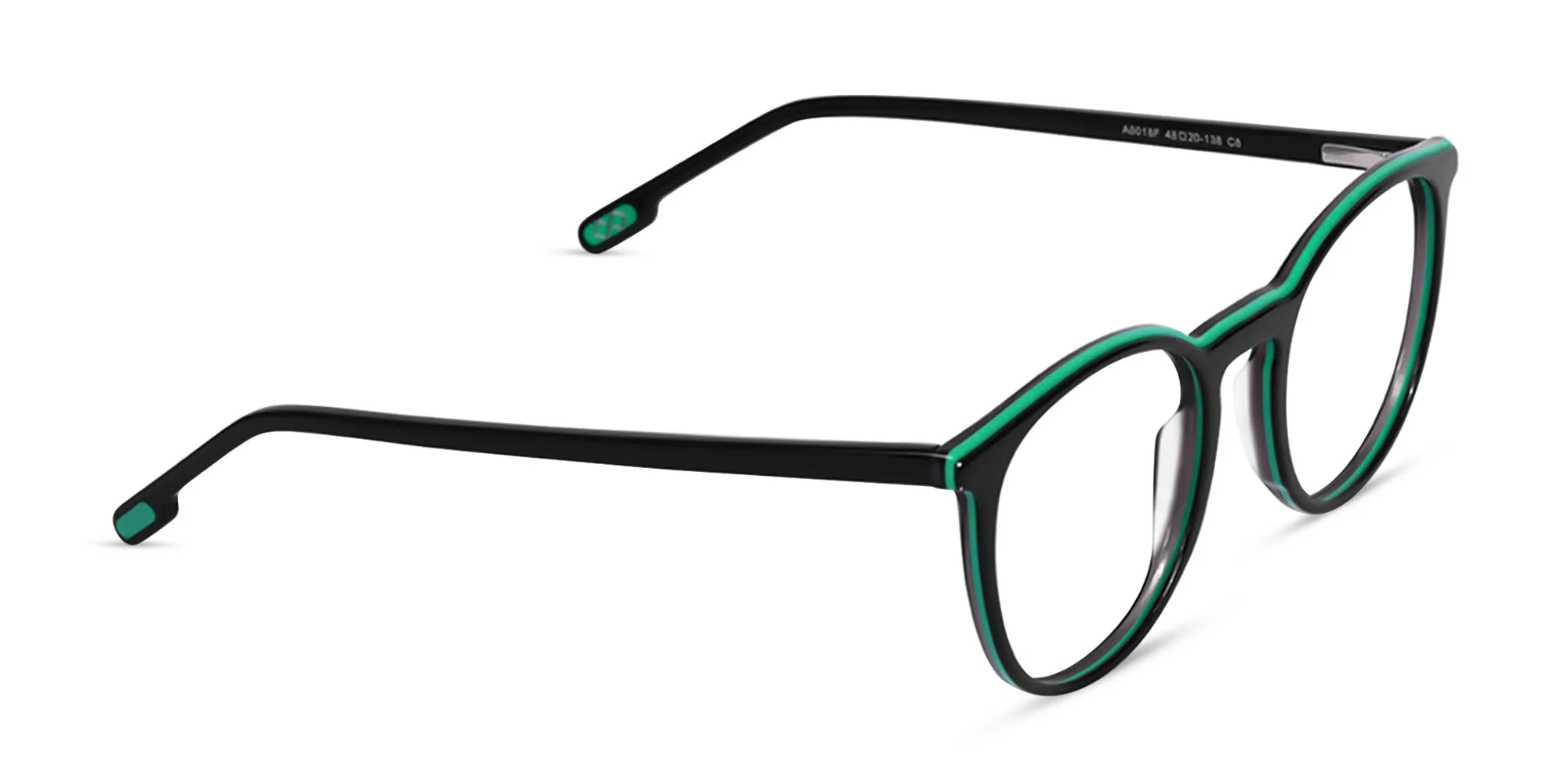 Black Full Rim Round Acetate Eyeglasses-2