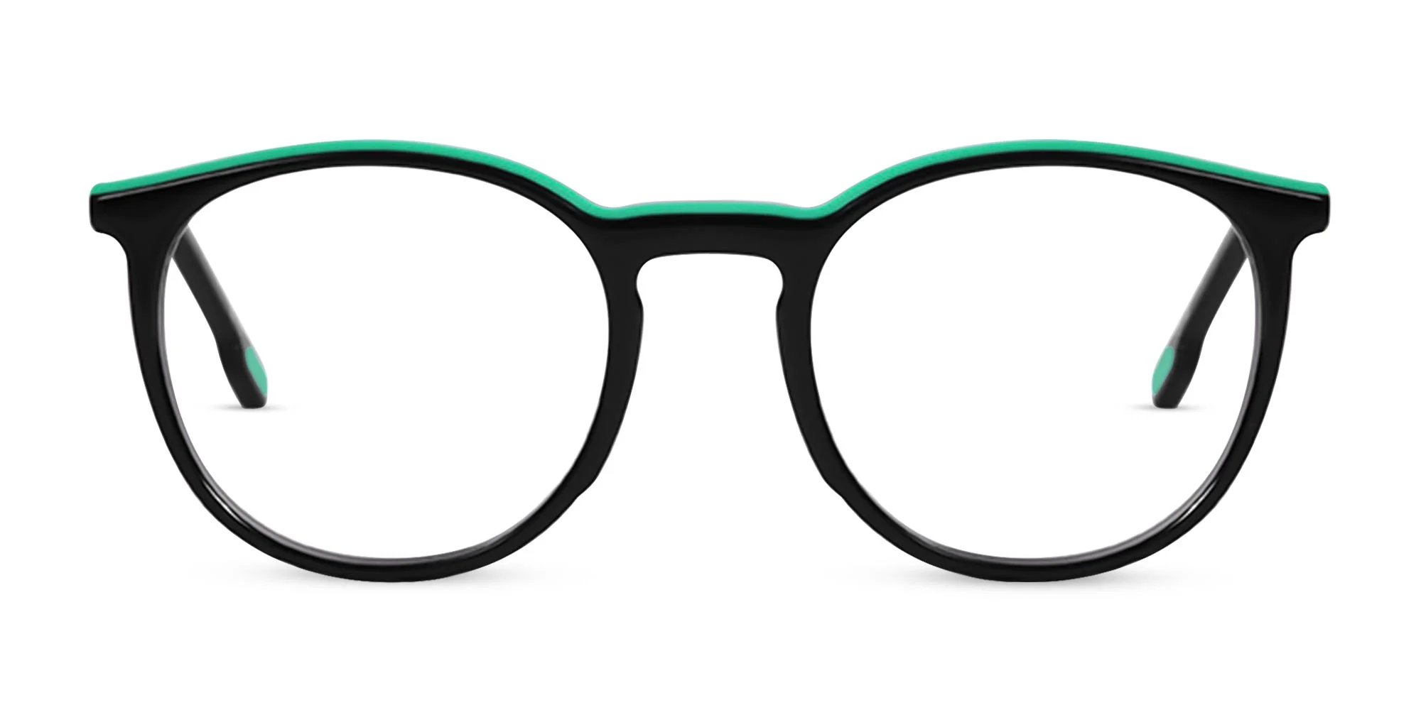 Black Full Rim Round Acetate Eyeglasses-1