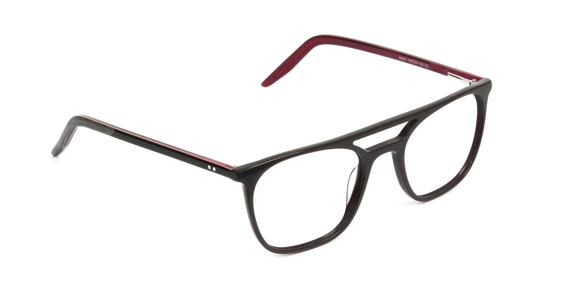 Dark Brown & Red Pilot Spectacles - 2