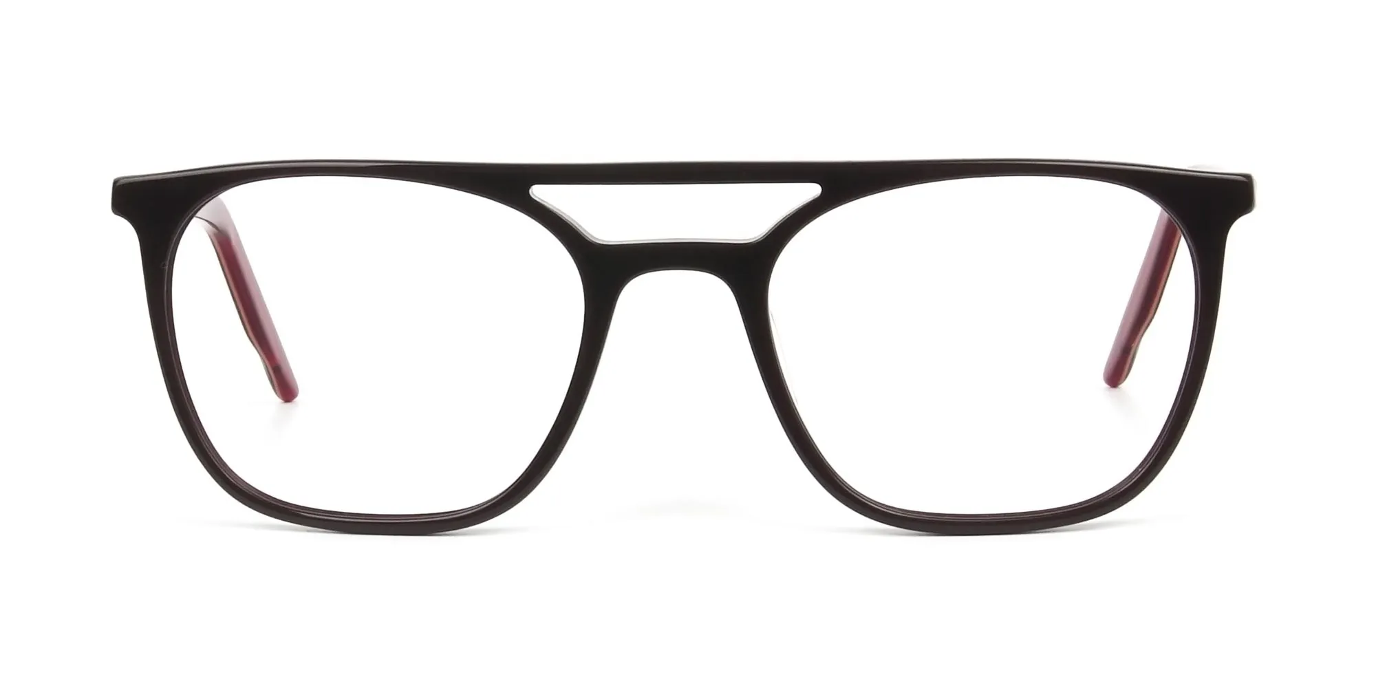A96031F/3 - Dark Brown & Red Pilot Spectacles