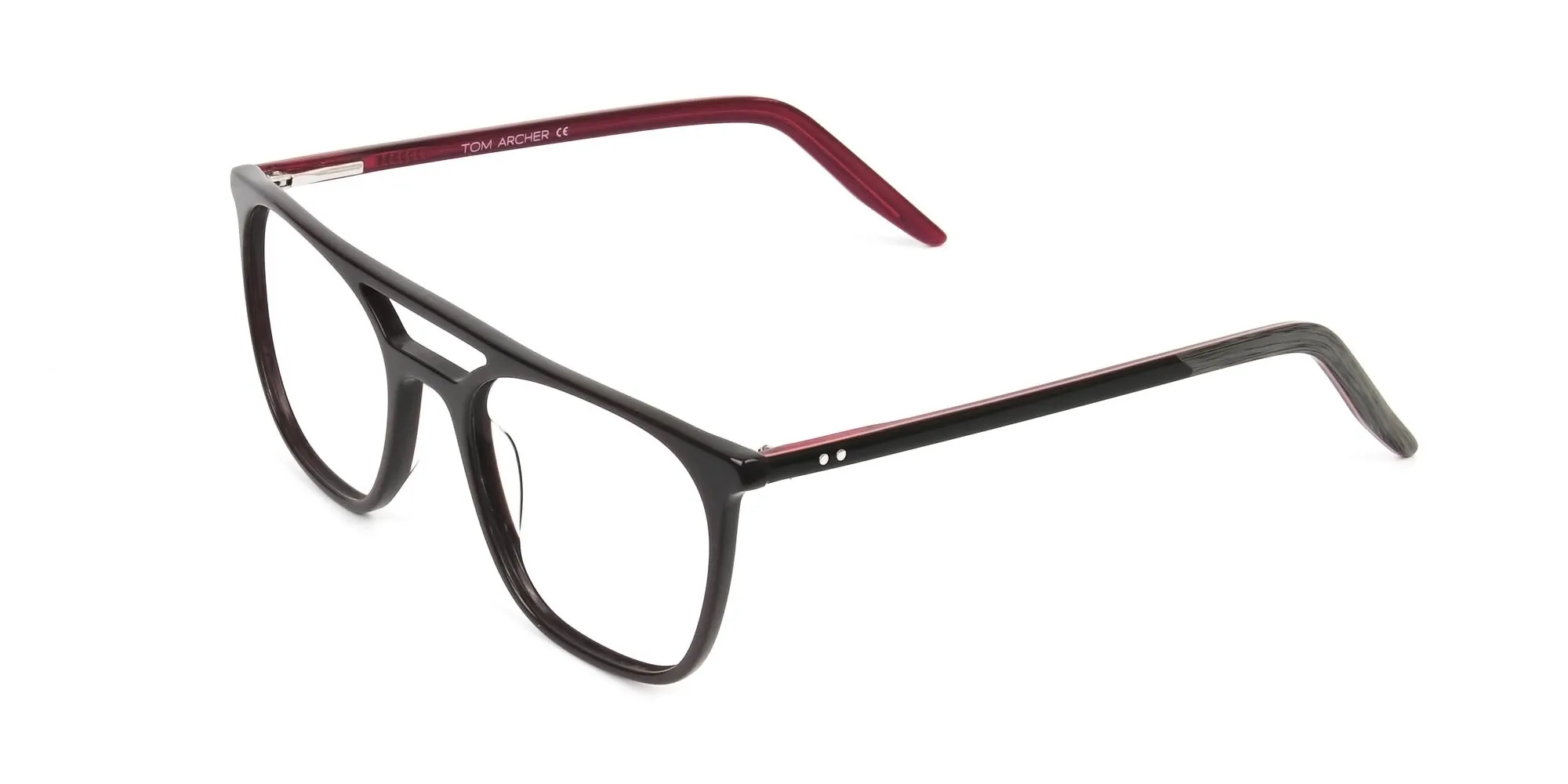 Dark Brown & Red Pilot Spectacles - 2