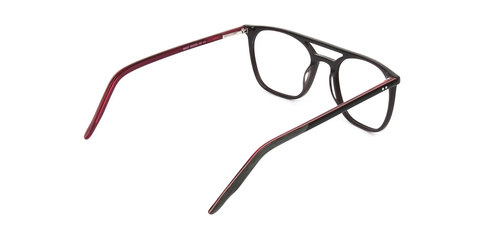 Dark Brown & Red Pilot Spectacles - 2