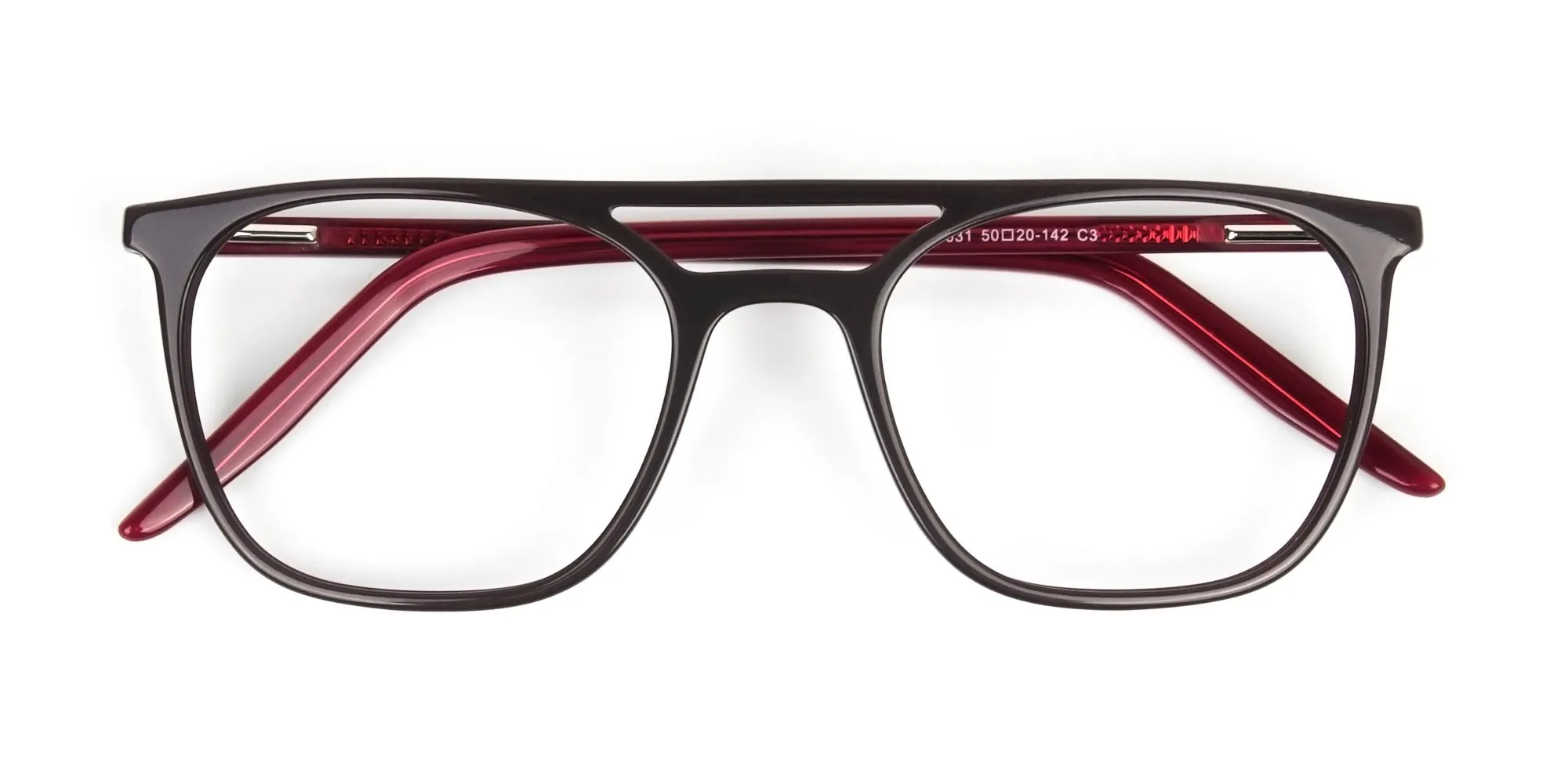 Dark Brown & Red Pilot Spectacles - 2
