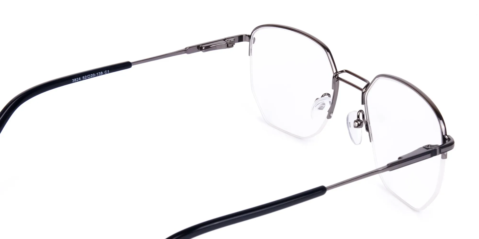 Black Gunmetal Geometric Pilot Glasses-2