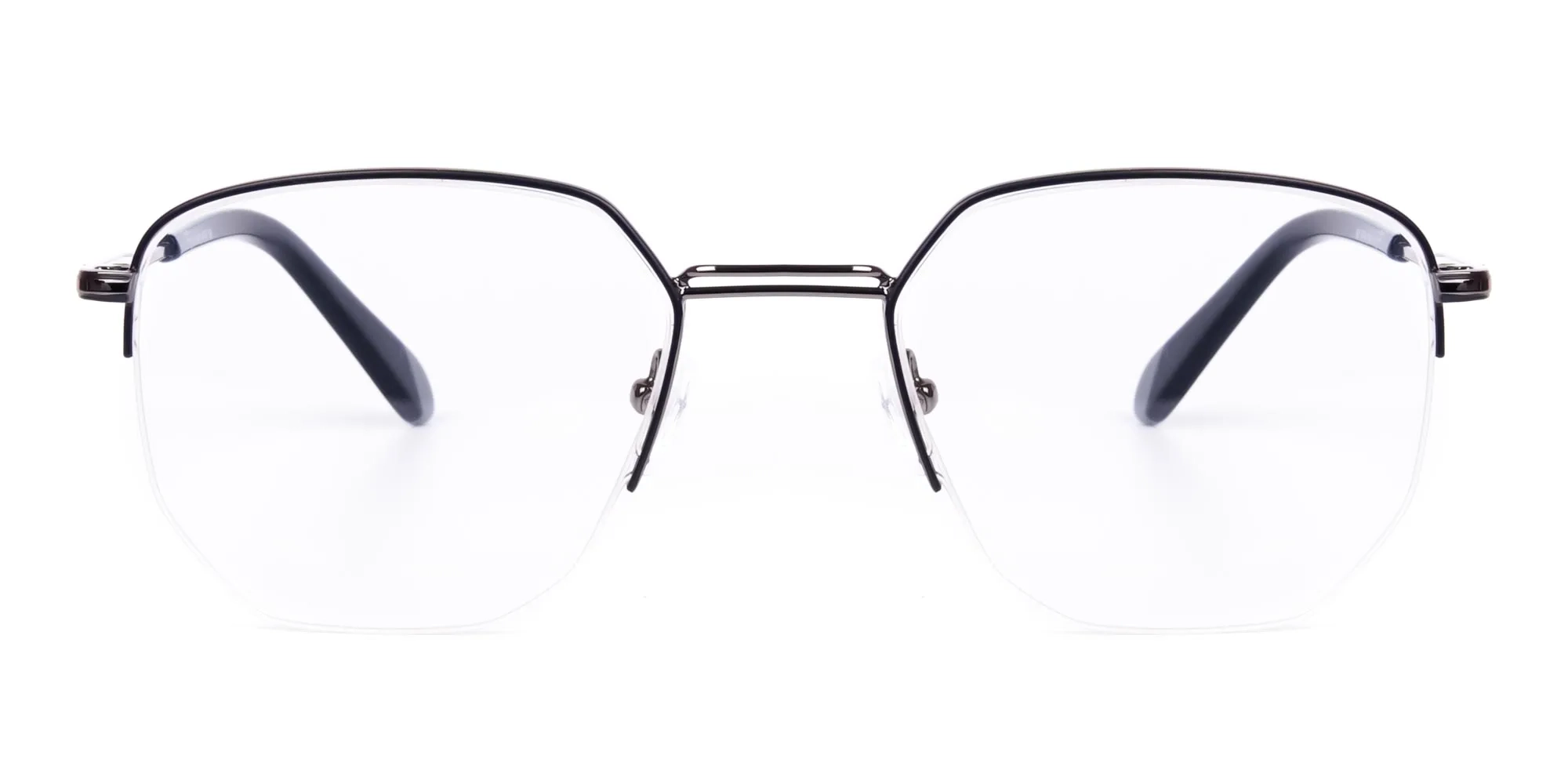Black Gunmetal Geometric Pilot Glasses-2
