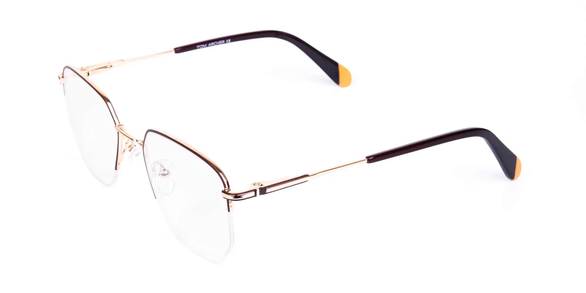 Brown Gold Geometric Pilot Glasses-2