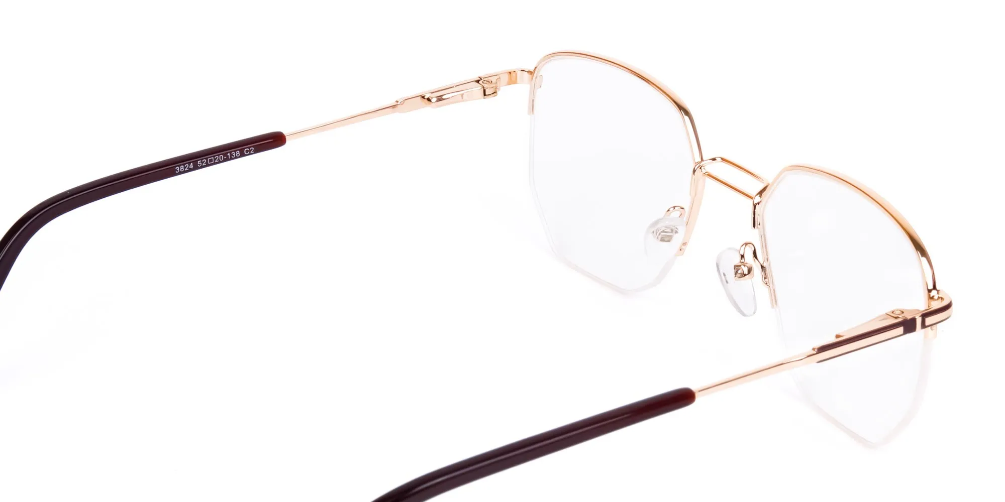 Brown Gold Geometric Pilot Glasses-2