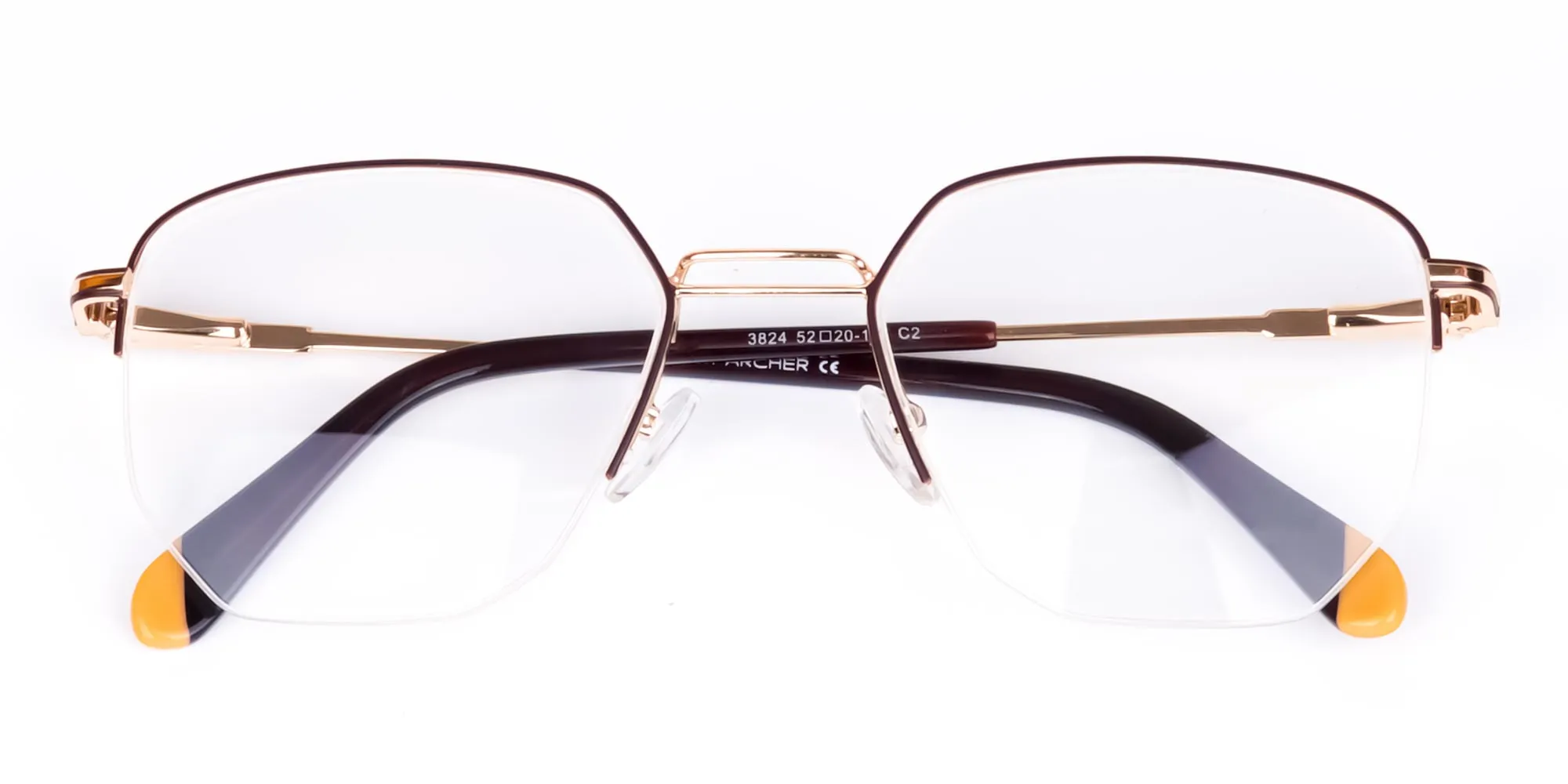 Brown Gold Geometric Pilot Glasses-2
