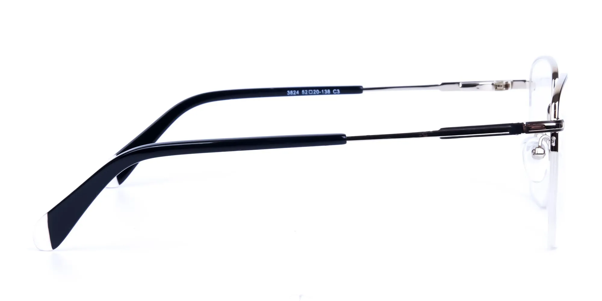Black Silver Geometric Pilot Glasses-2