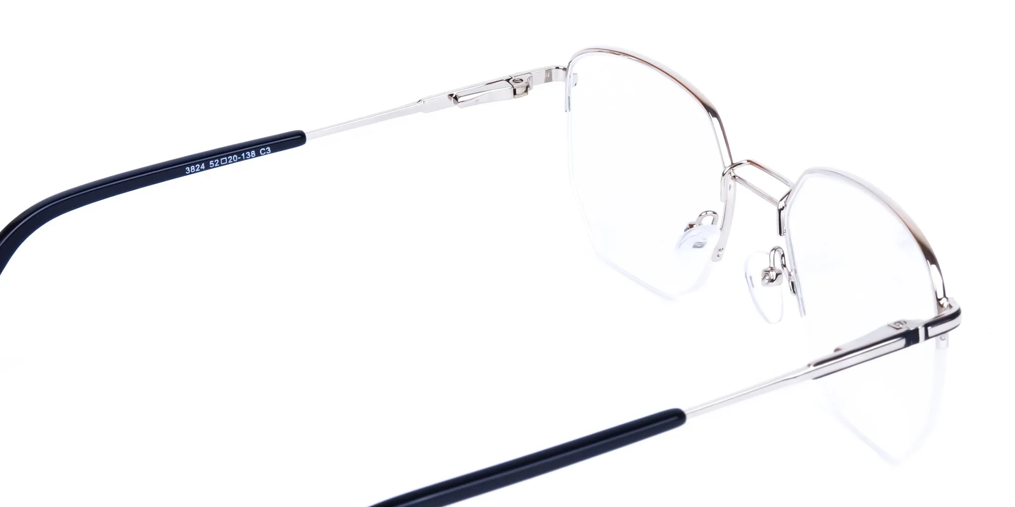 Black Silver Geometric Pilot Glasses-2