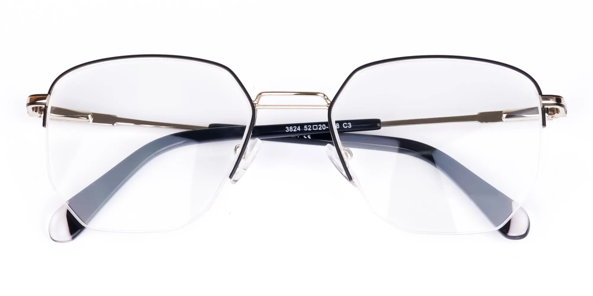 Black Silver Geometric Pilot Glasses-2