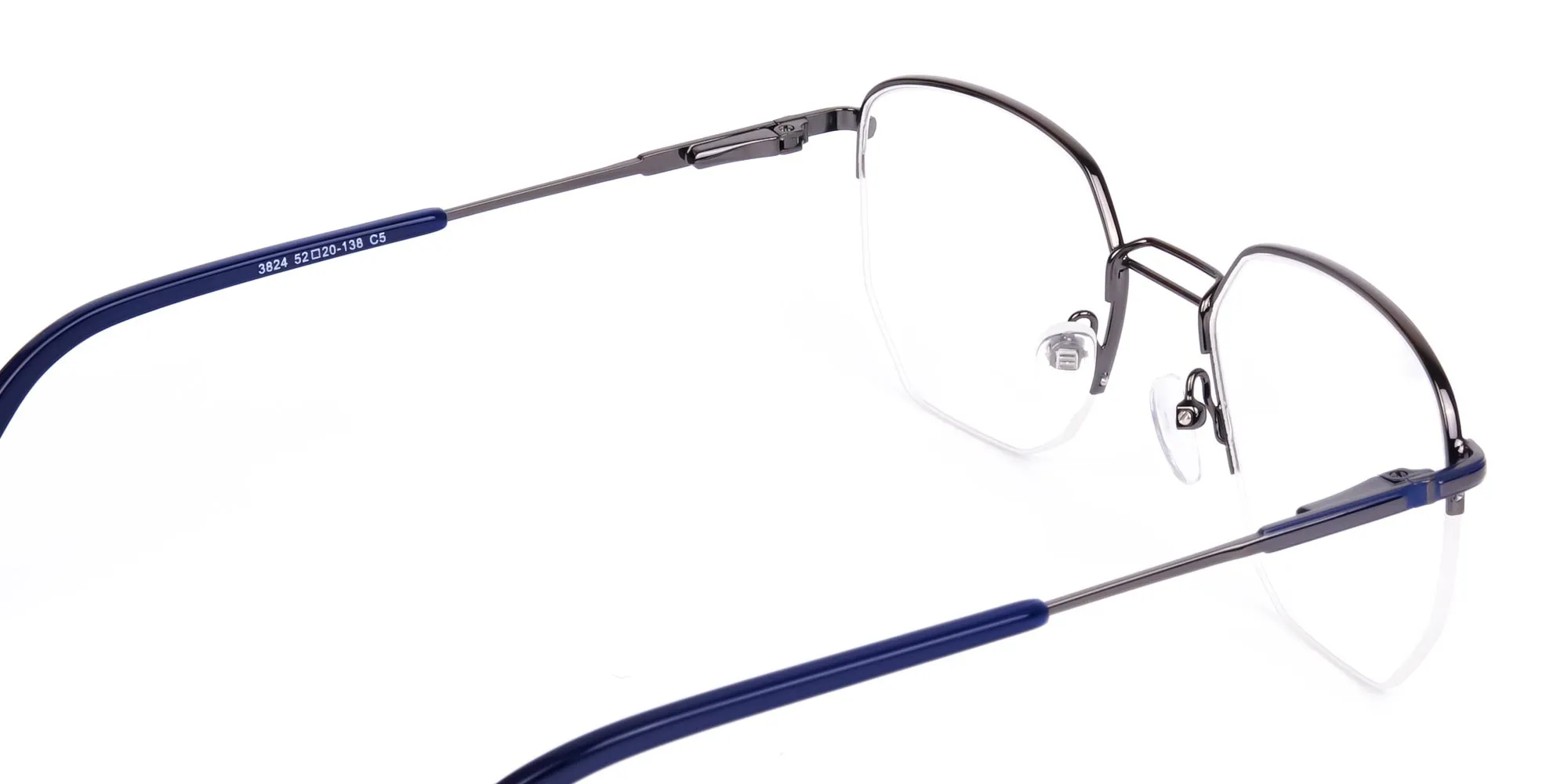 Navy Blue Gunmetal Geometric Pilot Glasses-2
