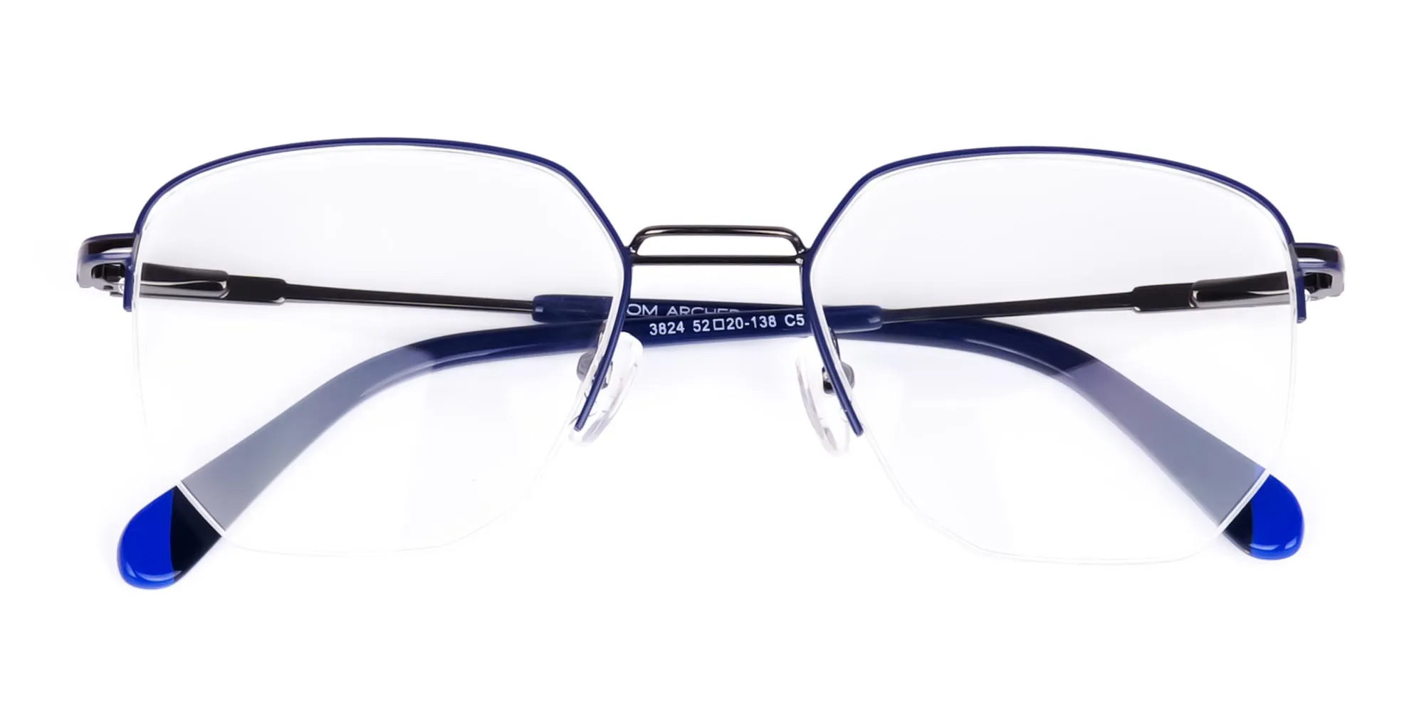 Navy Blue Gunmetal Geometric Pilot Glasses-2