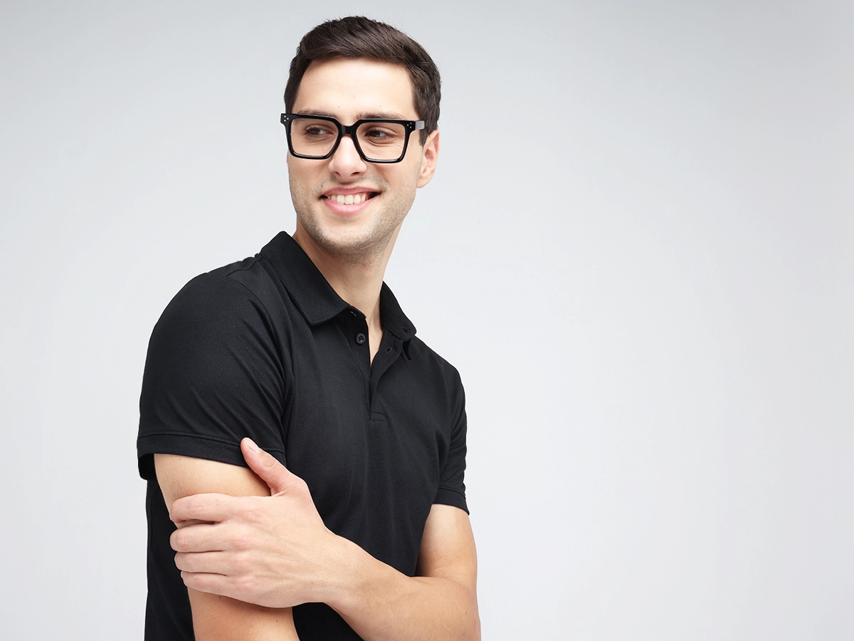 Black Square Acetate Eyeglasses For Men & Women 43