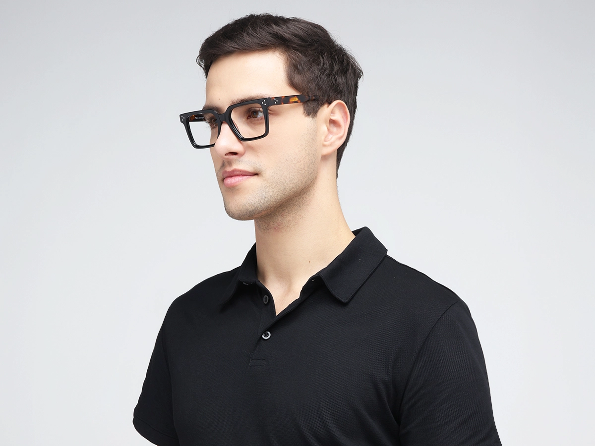 Black Square Acetate Eyeglasses For Men & Women 42