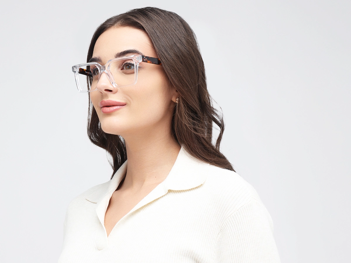 Crystal Clear Square Frame With Tortoise Temple 52