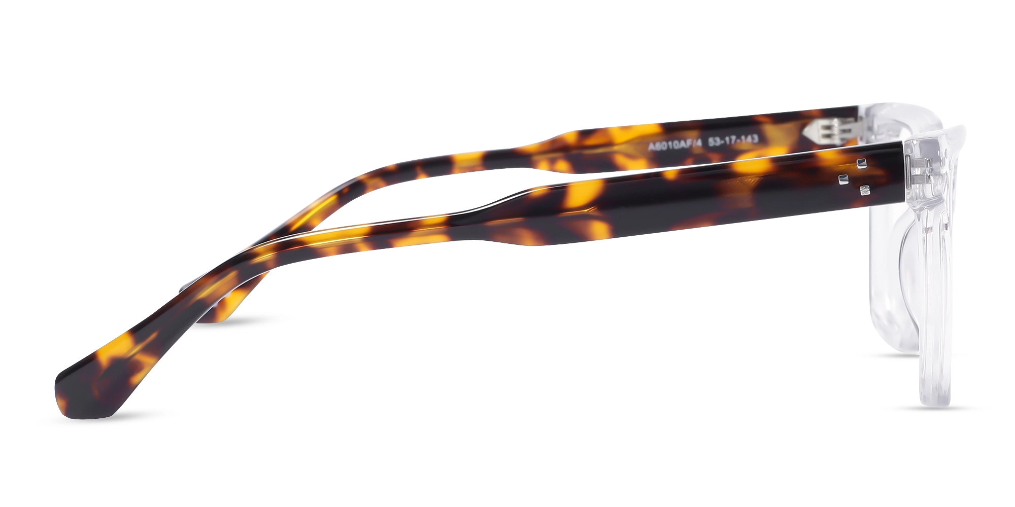 Crystal Clear Square Frame With Tortoise Temple 4