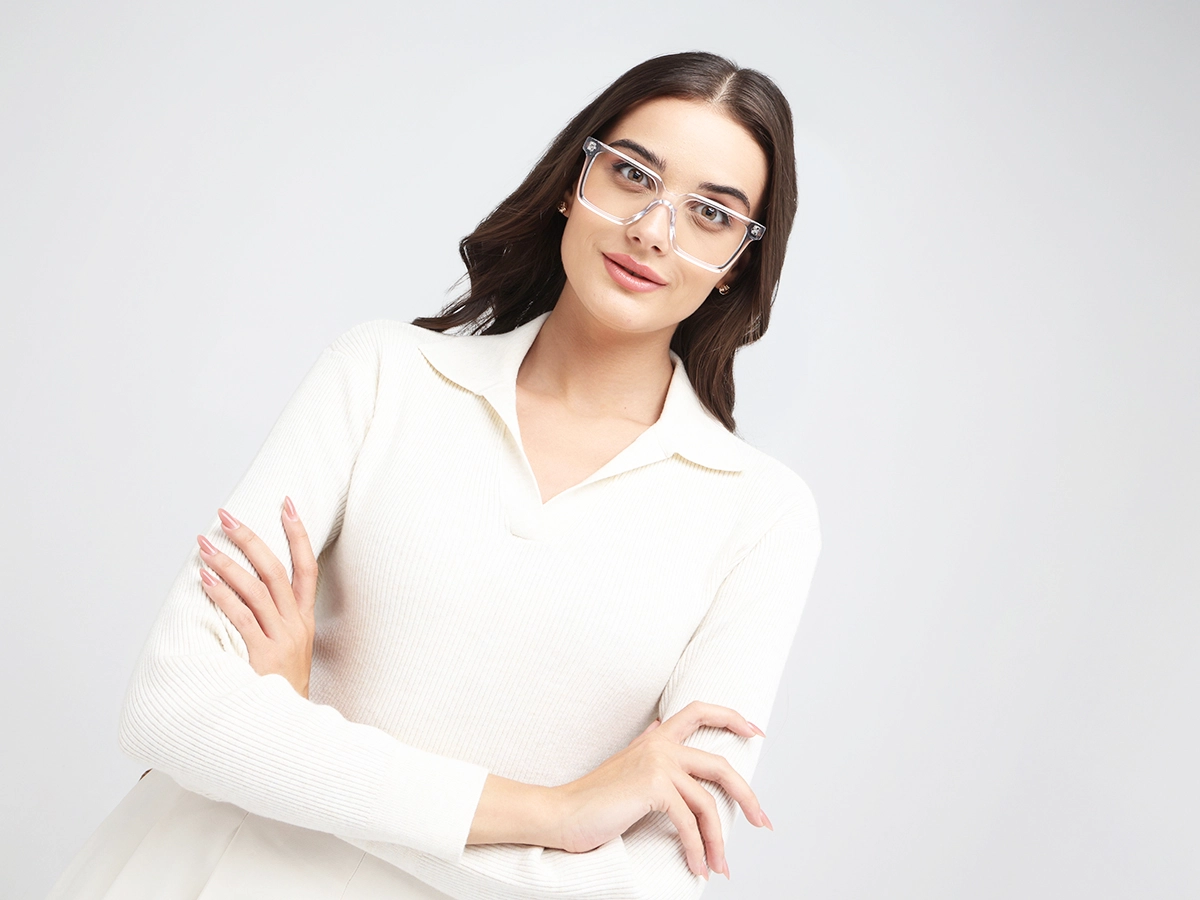 Crystal Clear Square Frame With Tortoise Temple 53