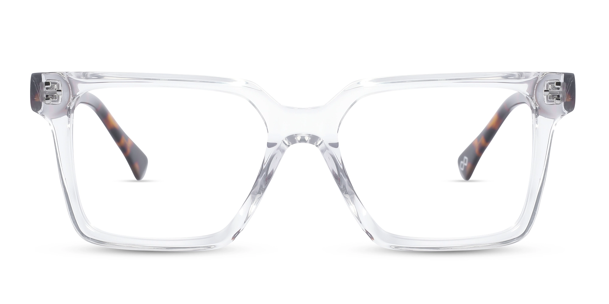 Crystal Clear Square Frame With Tortoise Temple 1