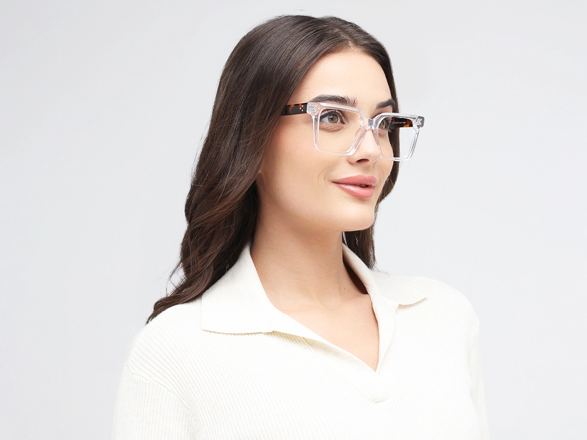 Crystal Clear Square Frame With Tortoise Temple 53
