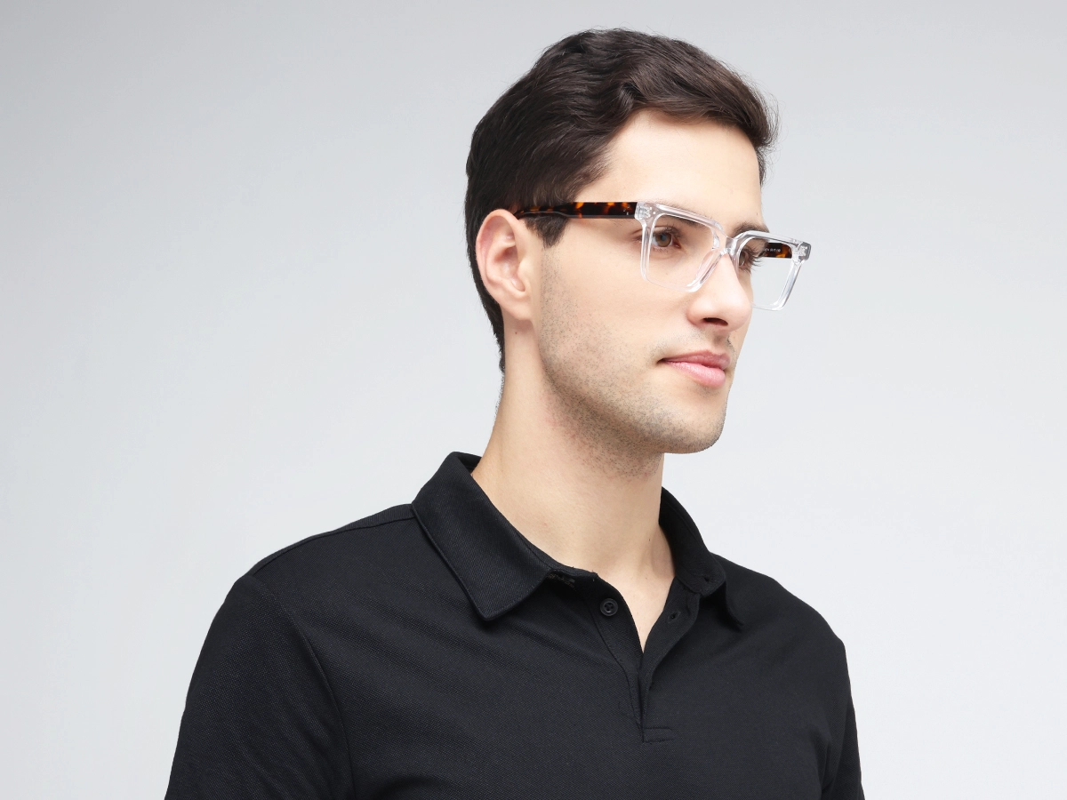 Crystal Clear Square Frame With Tortoise Temple 43