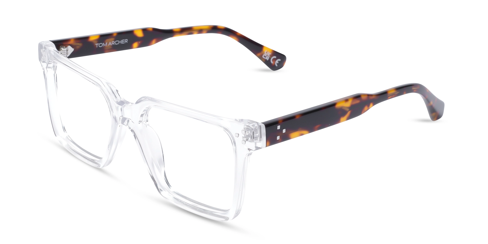 Crystal Clear Square Frame With Tortoise Temple 3