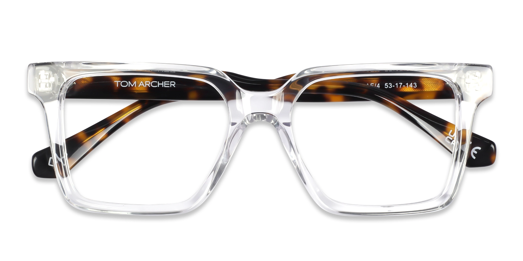 Crystal Clear Square Frame With Tortoise Temple 6