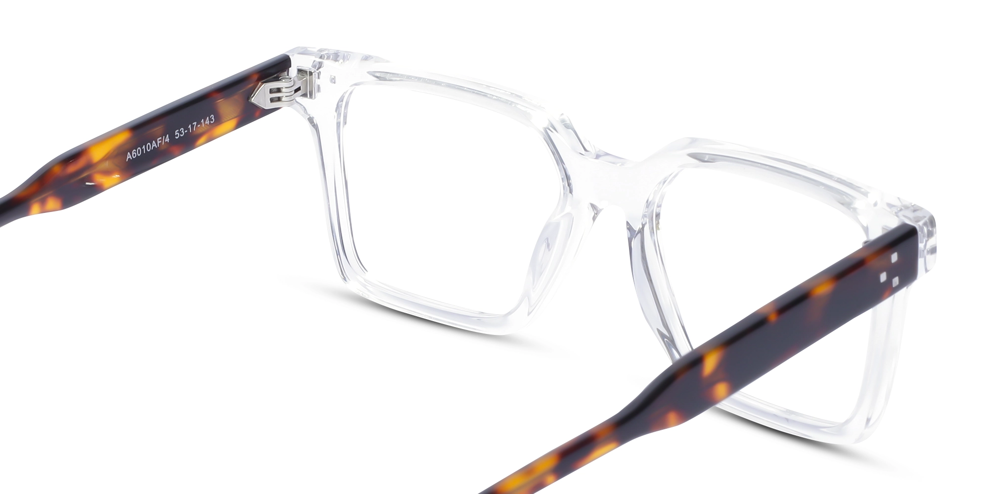 Crystal Clear Square Frame With Tortoise Temple 5