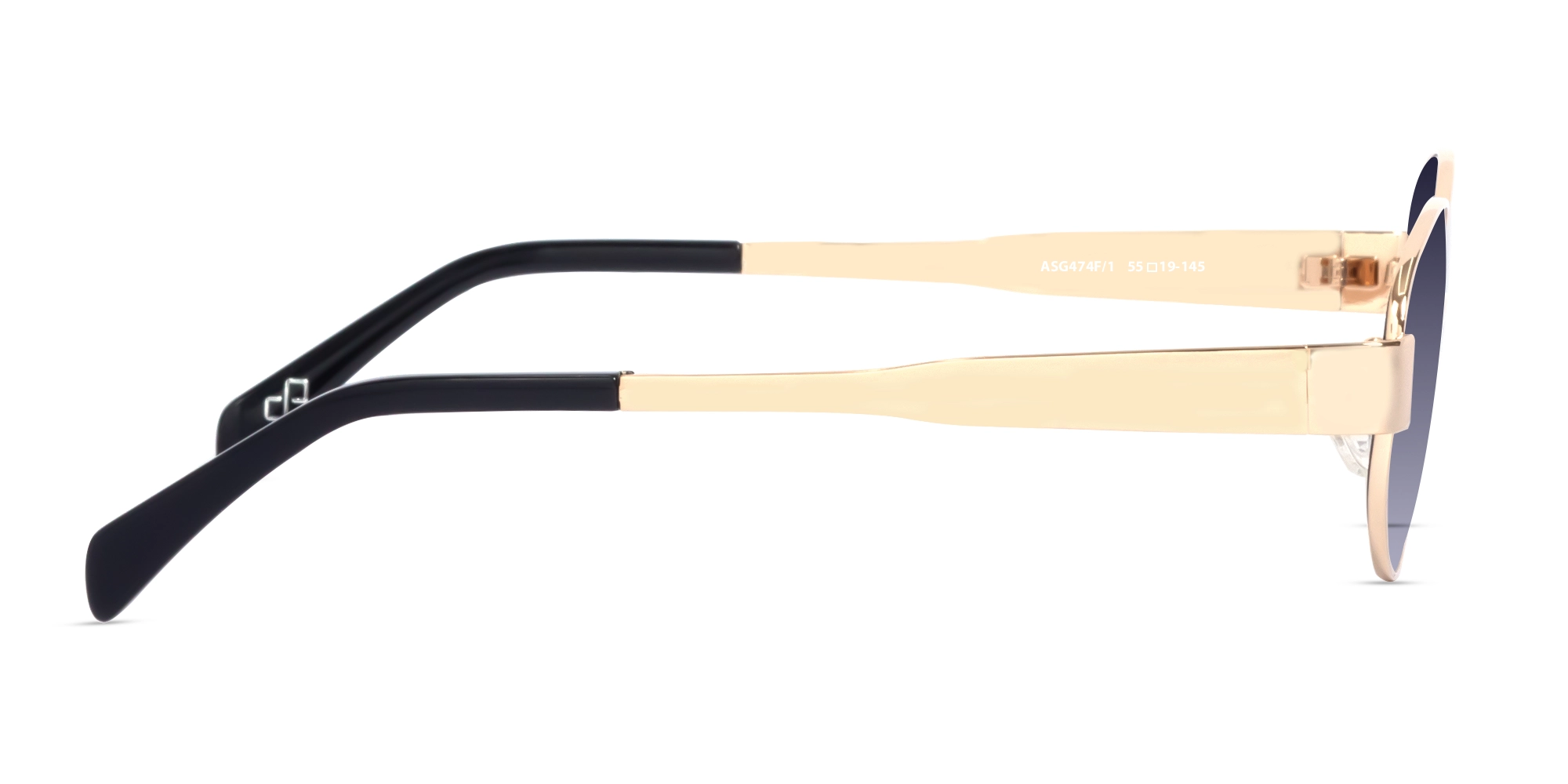 Champagne Gold Oval Metal Full Rim Sunglasses-4