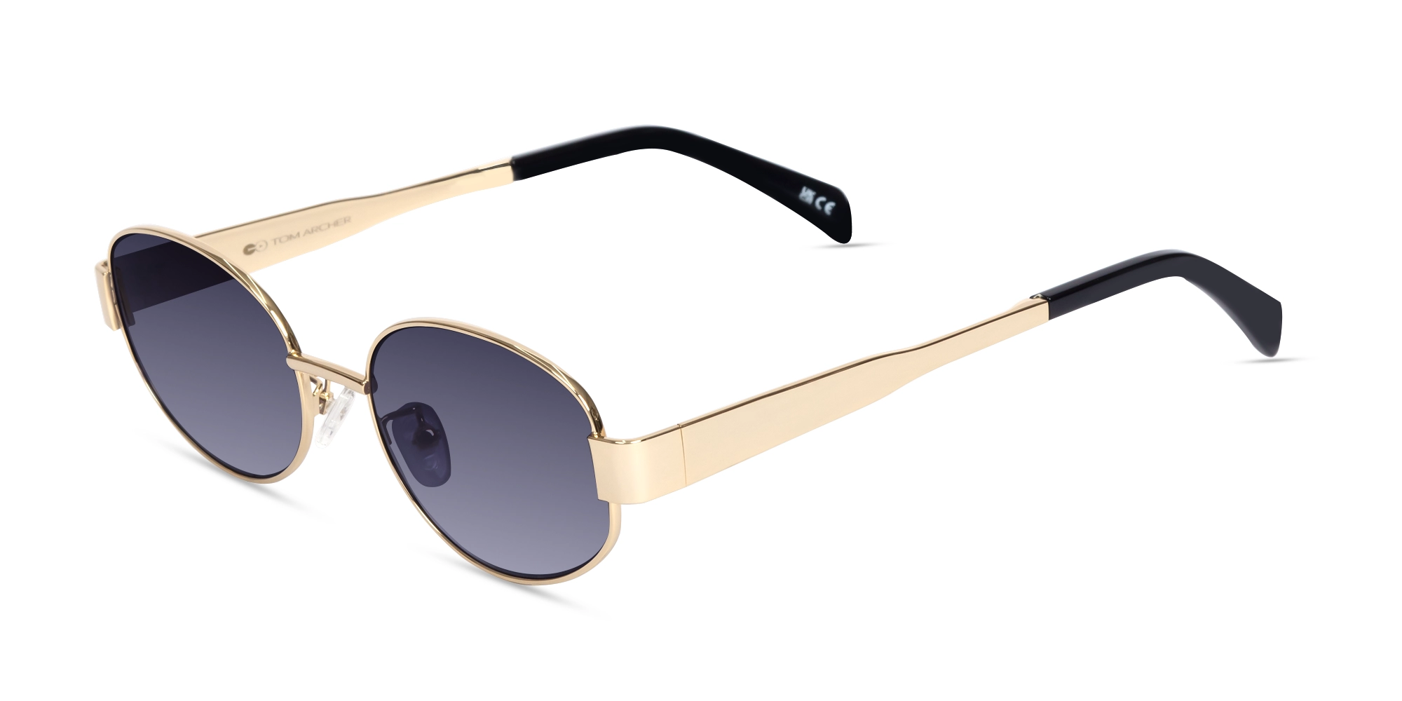 Champagne Gold Oval Metal Full Rim Sunglasses-3 Champagne Gold Oval Metal Full Rim Sunglasses-3