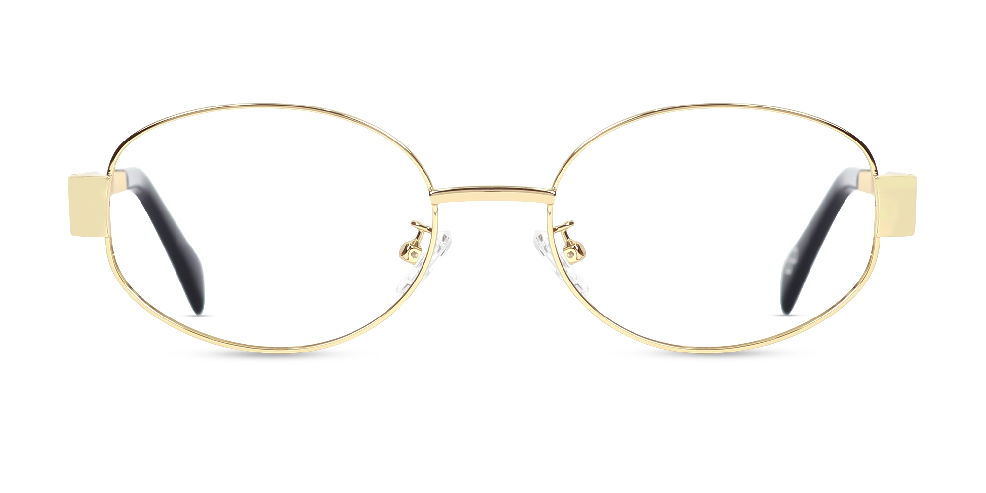 Champagne Gold Metal Oval Glasses-1
