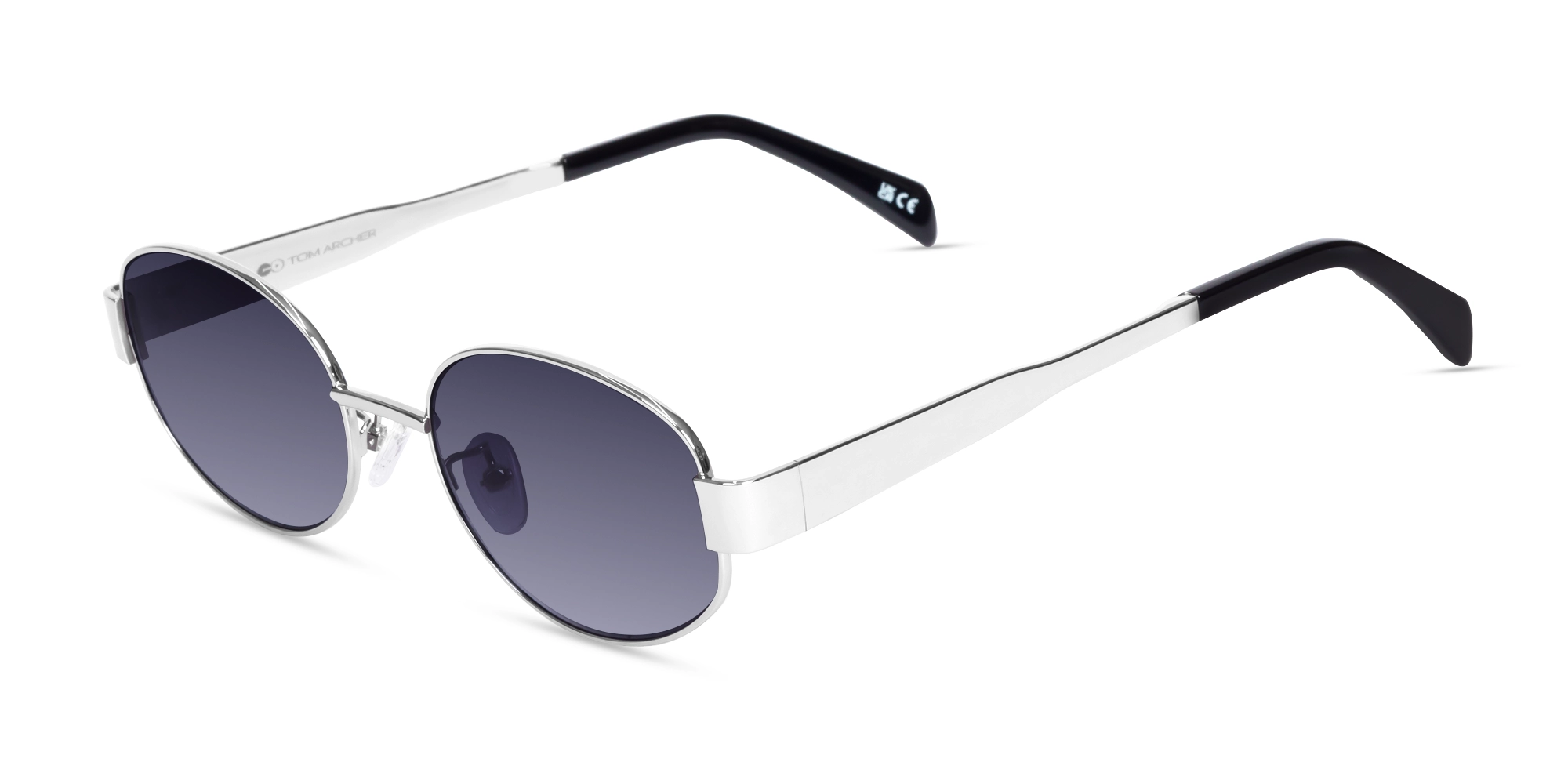 Silver Oval Sunglasses With Nose pad-3