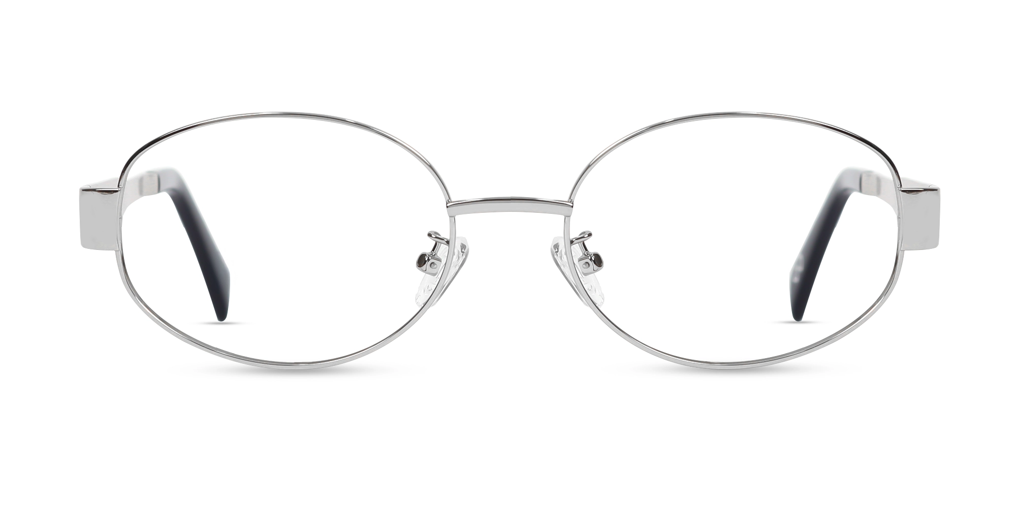 Silver Oval Metal Full-Rim Glasses-1