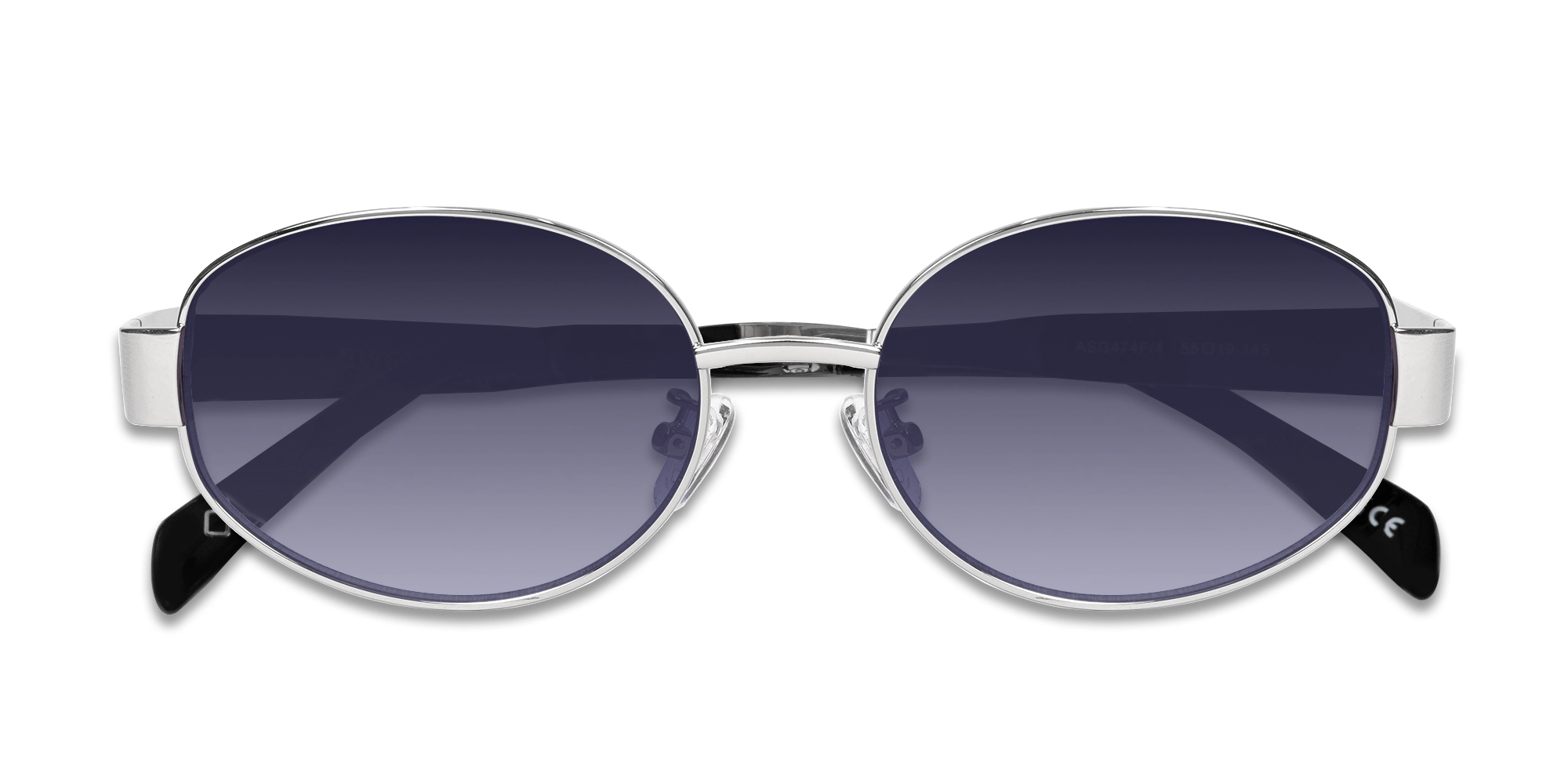 Silver Oval Sunglasses With Nose pad-6