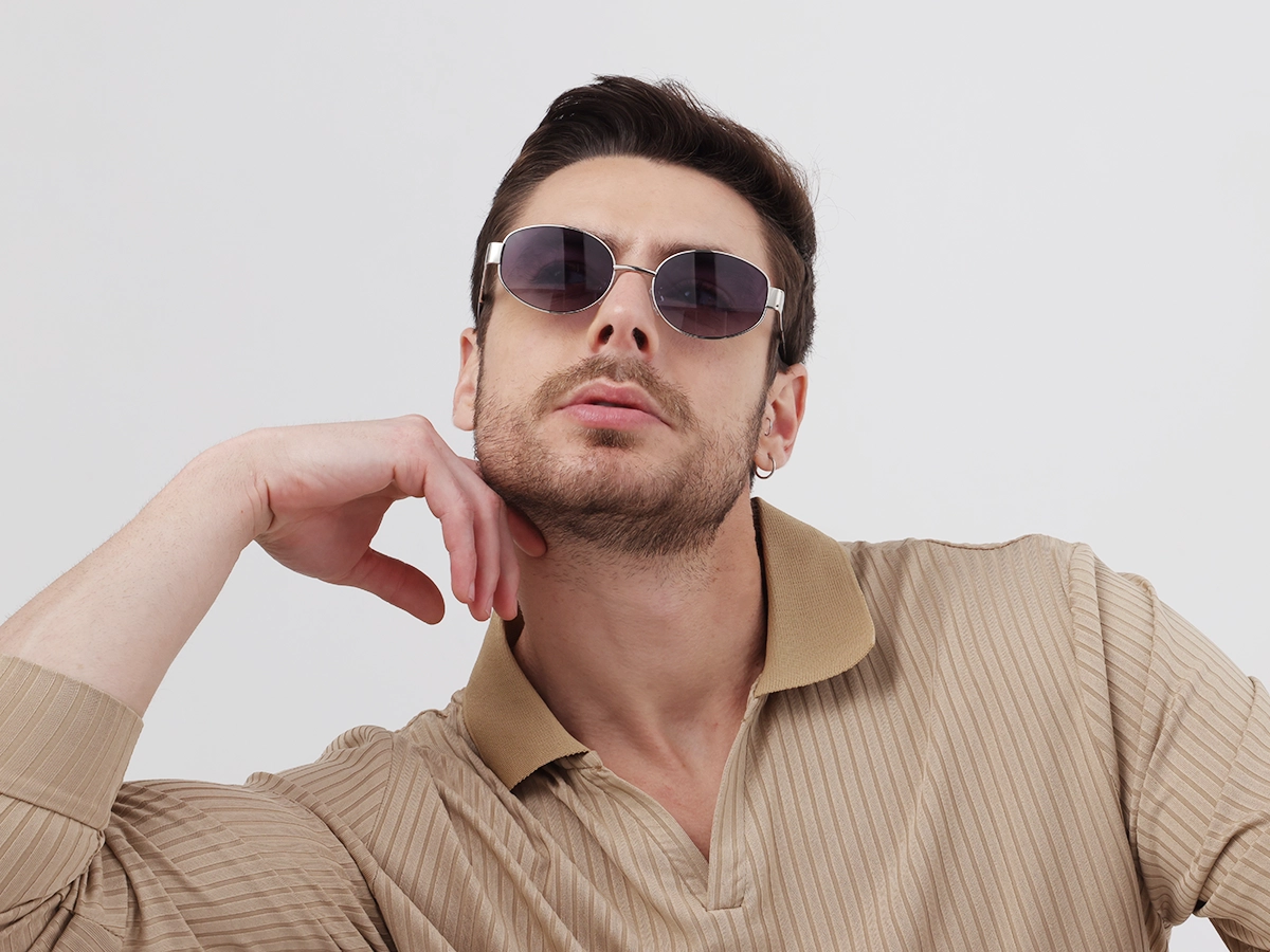 Silver Oval Sunglasses With Nose pad-41