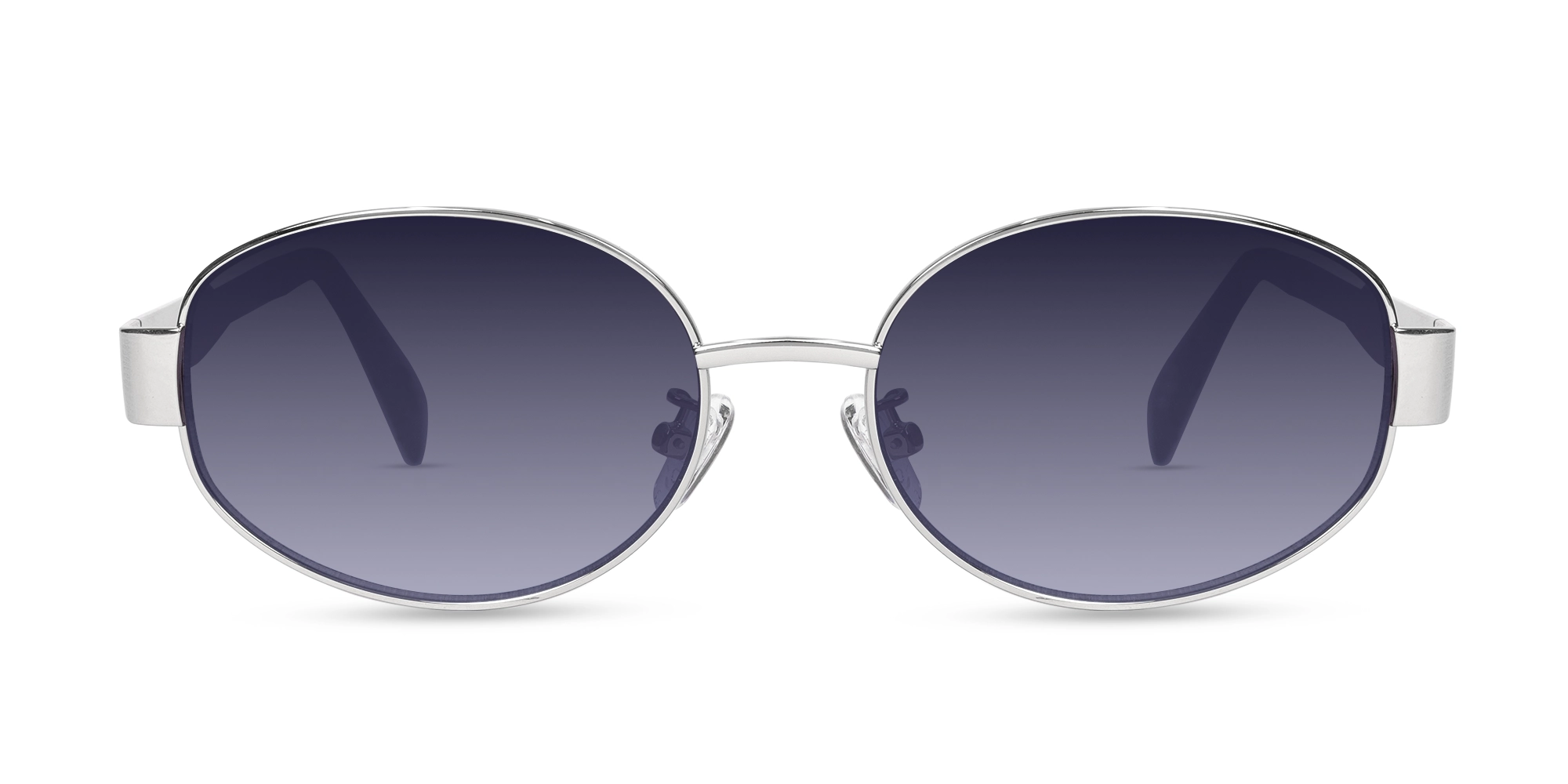 Silver Oval Sunglasses With Nose pad-1 Silver Oval Sunglasses With Nose pad-1