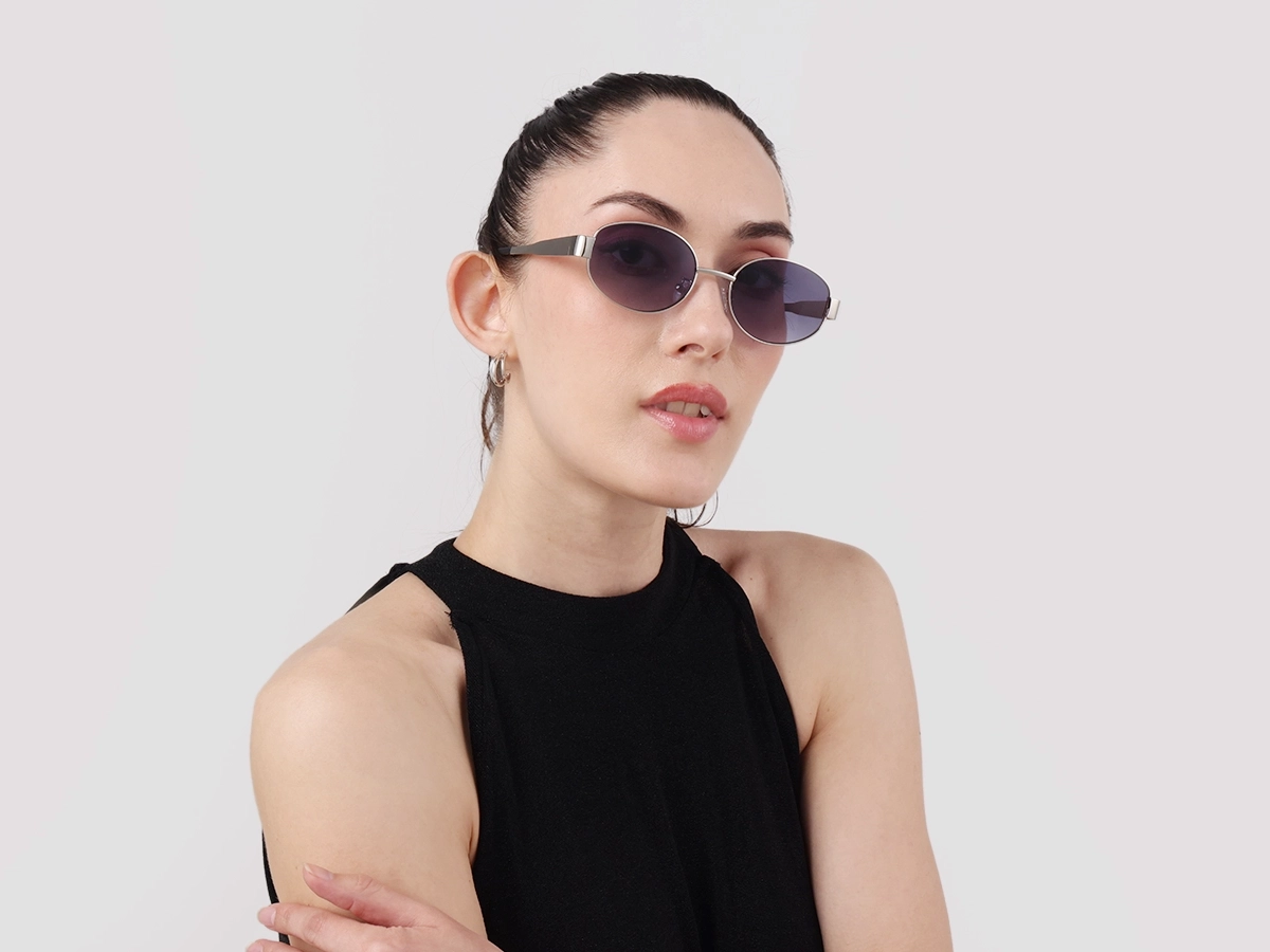 Silver Oval Sunglasses With Nose pad-51