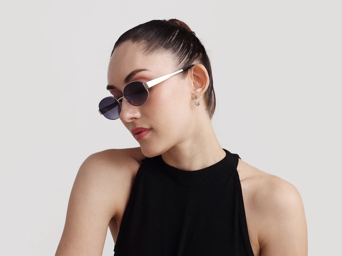 Silver Oval Sunglasses With Nose pad-53