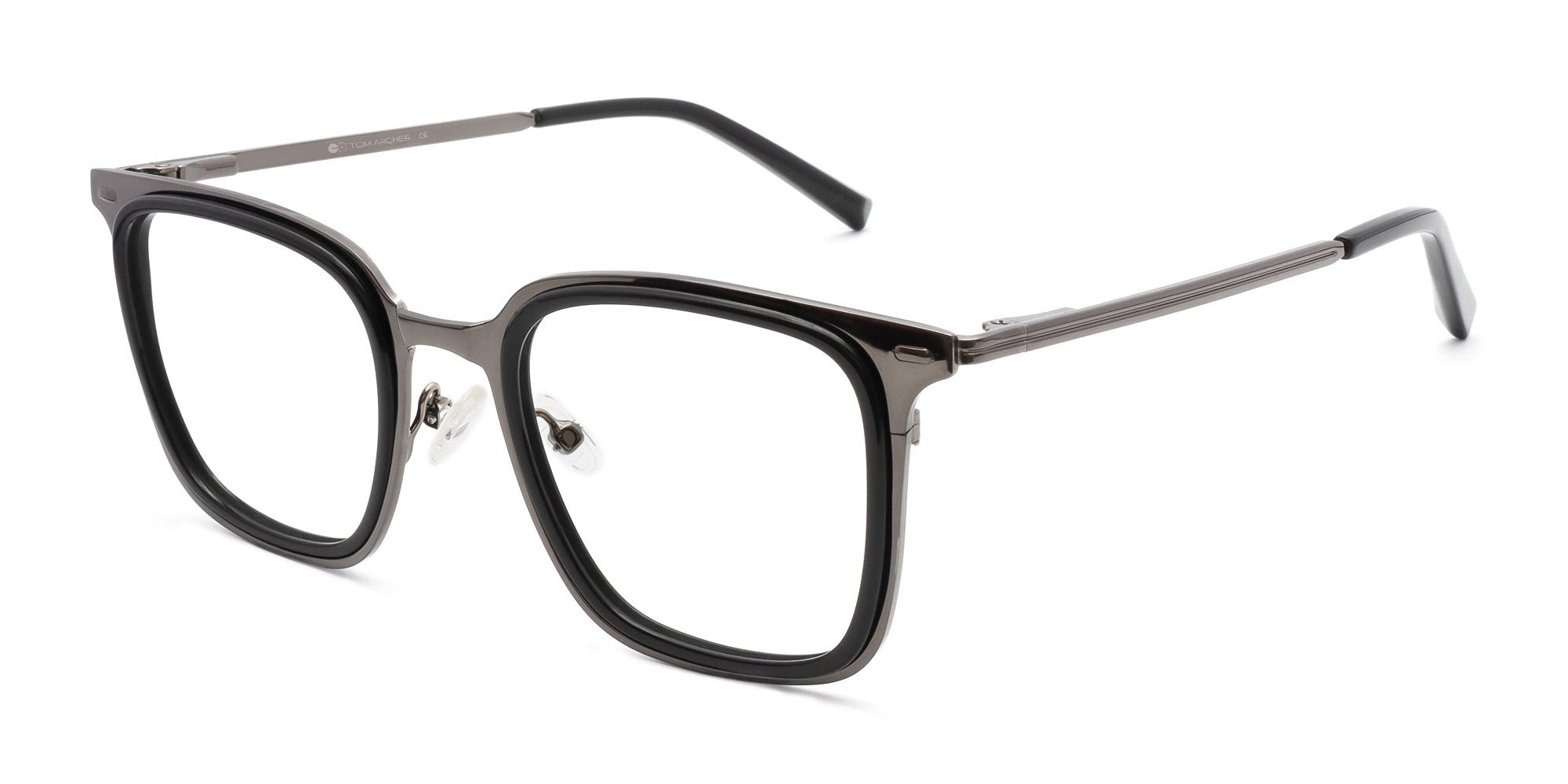 All Black Square Glasses-3