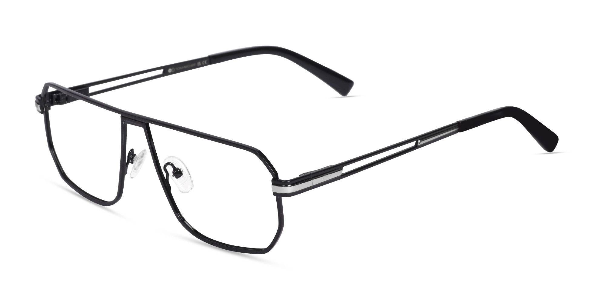 Metal Black Pilot Rectangle Glasses-3