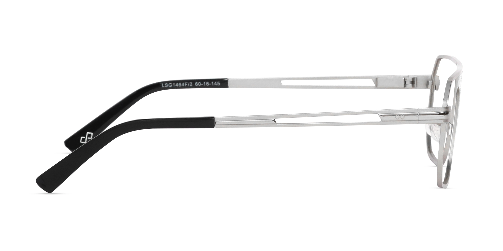 Matte Silver Pilot Rectangle Glasses-4
