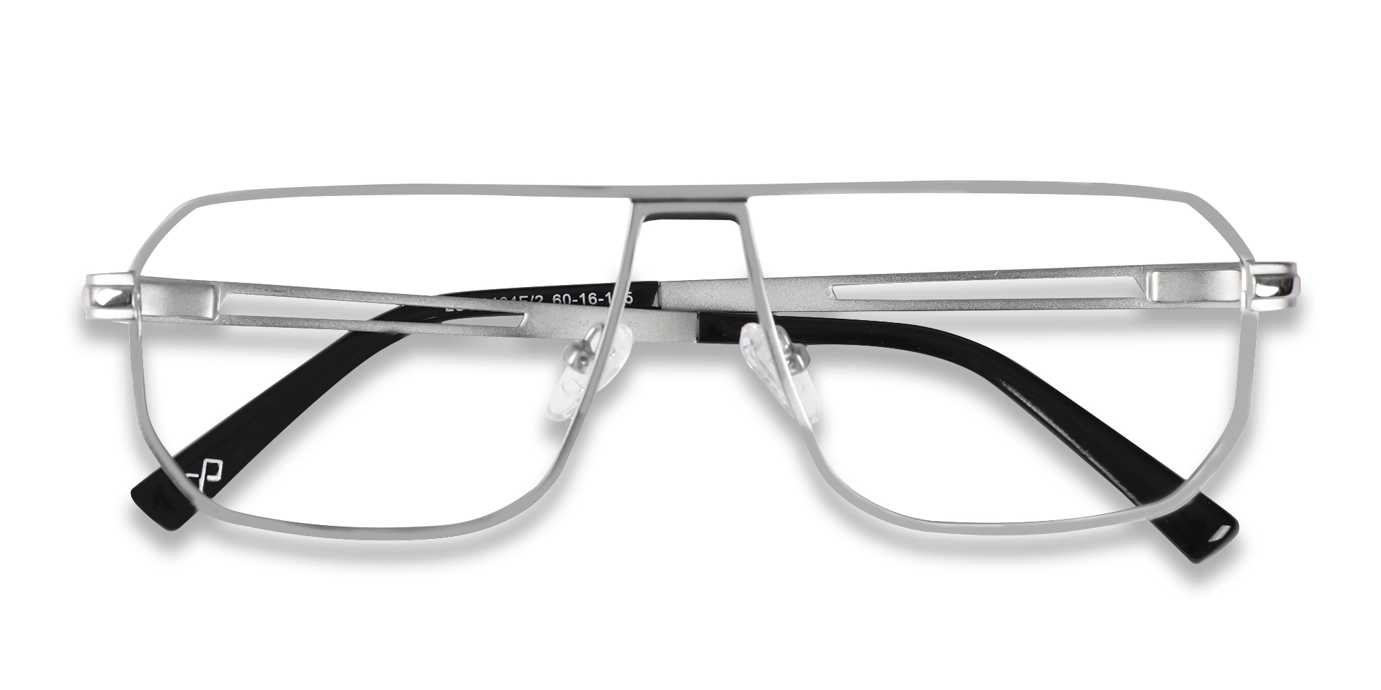 Matte Silver Pilot Rectangle Glasses-6