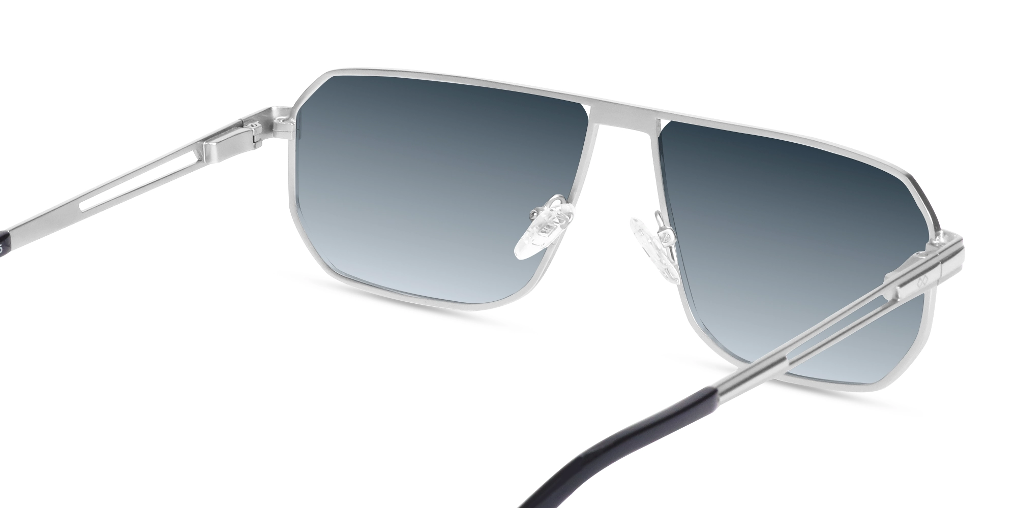Matte Silver Pilot Flat Top Sunglasses-5