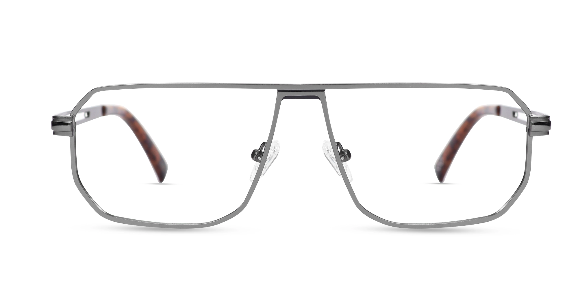 Matte Gunmetal Pilot Rectangle Glasses-1
