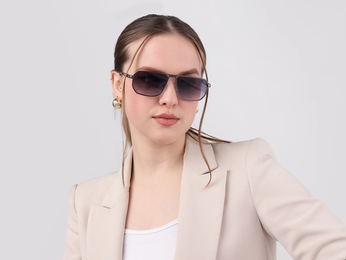 Matte Gunmetal Pilot Flat Top Sunglasses 51